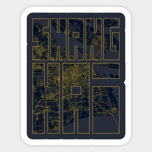 Shanghai, China City Map Typography - Gold Art Deco Sticker